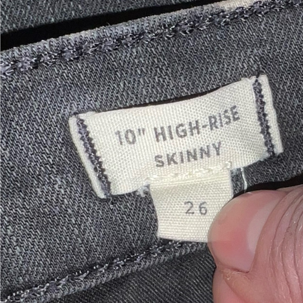 Madewell Black High Rise Trendy Grunge Skinny Jeans White Stripe Pattern Size 26 - Picture 11 of 12
